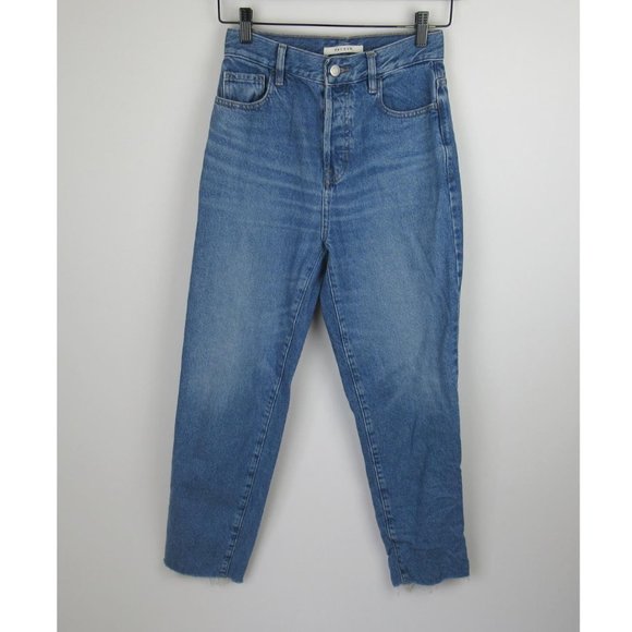 Pacsun High Rise Button Fly Raw Hem Straight Leg Jeans sz 25 - Picture 1 of 6
